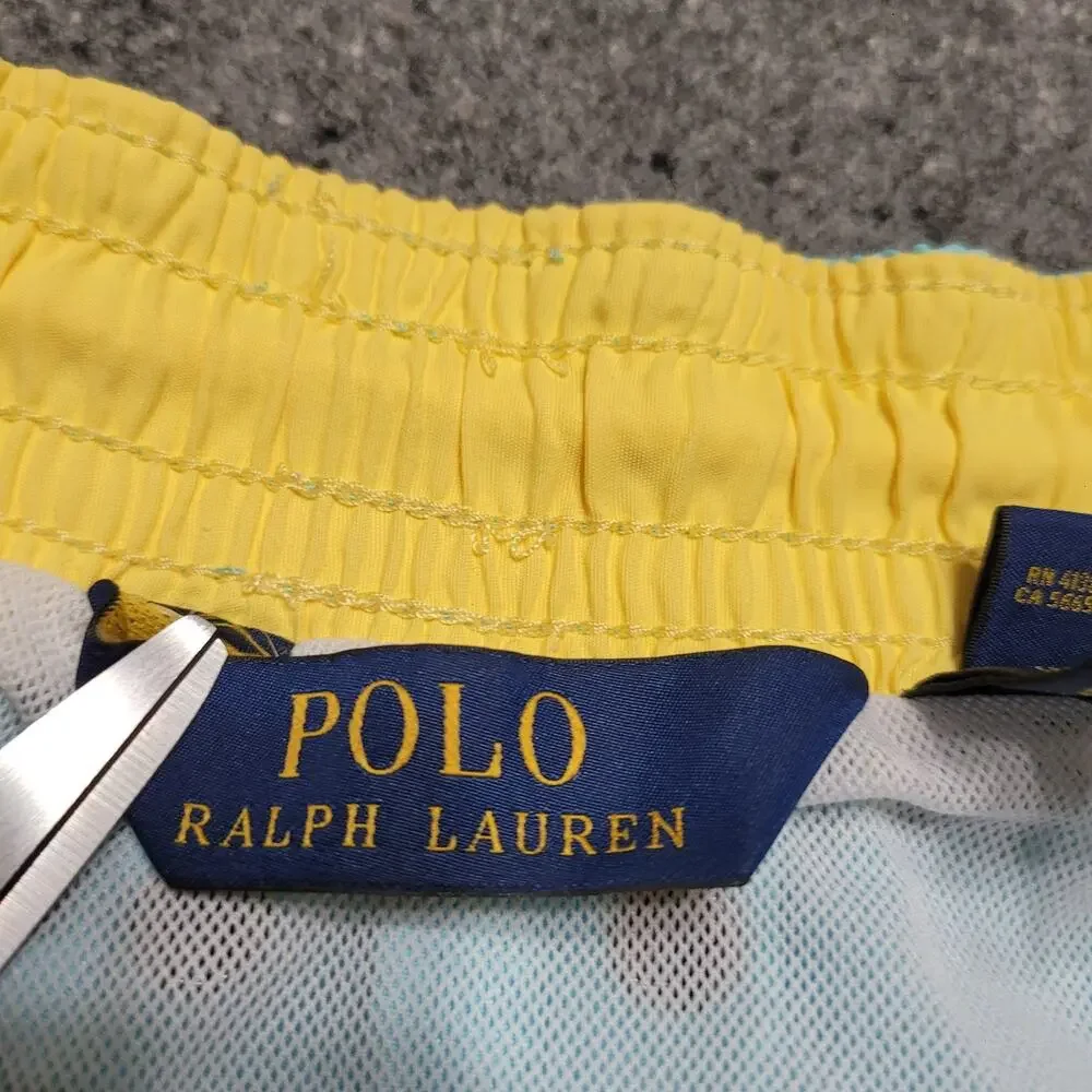 Polo Ralph Lauren Shorts Mens Extra Large Aqua Blue Swim Trunks Mesh Lined 5